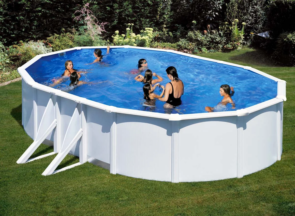 piscine-acier-blanc-bora-bora-ovale-634-x-399-x-122-m-gre Bora Bora Ovaler weißer Stahl-Schwimmpool 6,34 x 3,99 x 1,22 m - Grau – Image 1