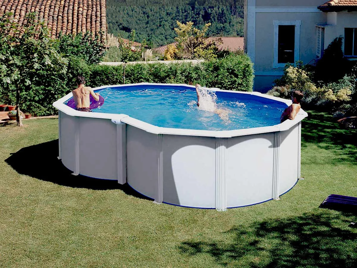 Varadero weißer Stahl-Pool in Achterform, 5,00 x 3,40 x 1,22 m - Gré