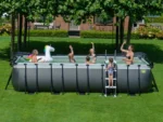 Rechteckiger, röhrenförmiger Pool aus schwarzem Leder, 5,40 x 2,50 x 1,22 m, mit Kuppel – Exit Toys – Image 7