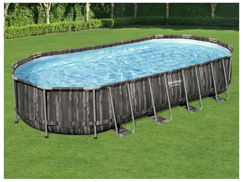 Bestway Power Steel Oval-Rohrpool mit Holzoptik, 7,32 x 3,66 x 1,22 m